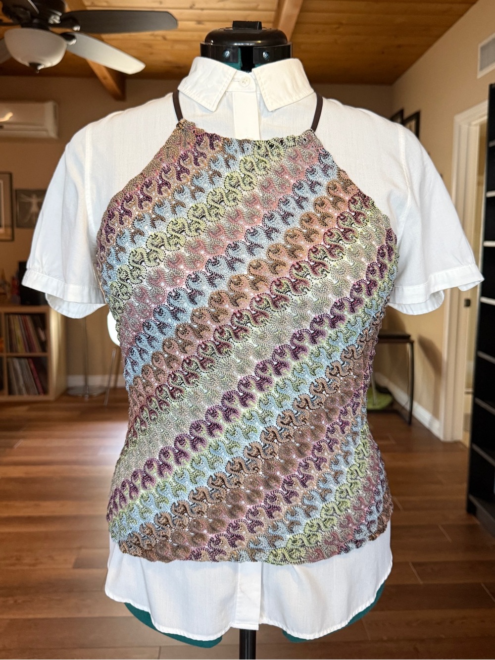 Vintage Necessary Objects Multicolor Knit Halter Size XL